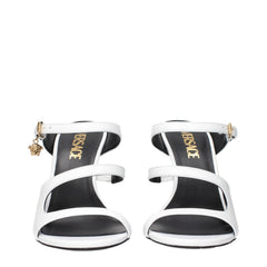 Versace White Leather Stiletto Heel Sandals