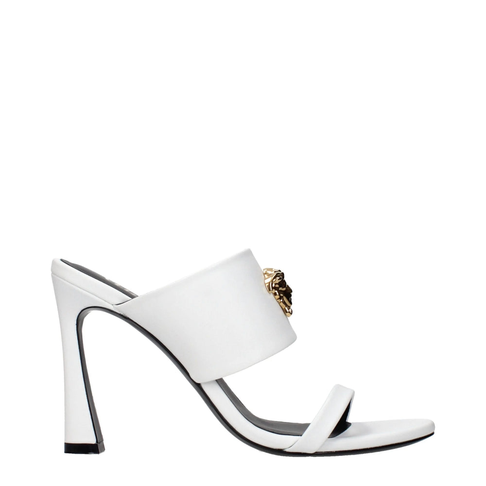 Versace White Leather Stiletto Heel Sandals - EU36/US6