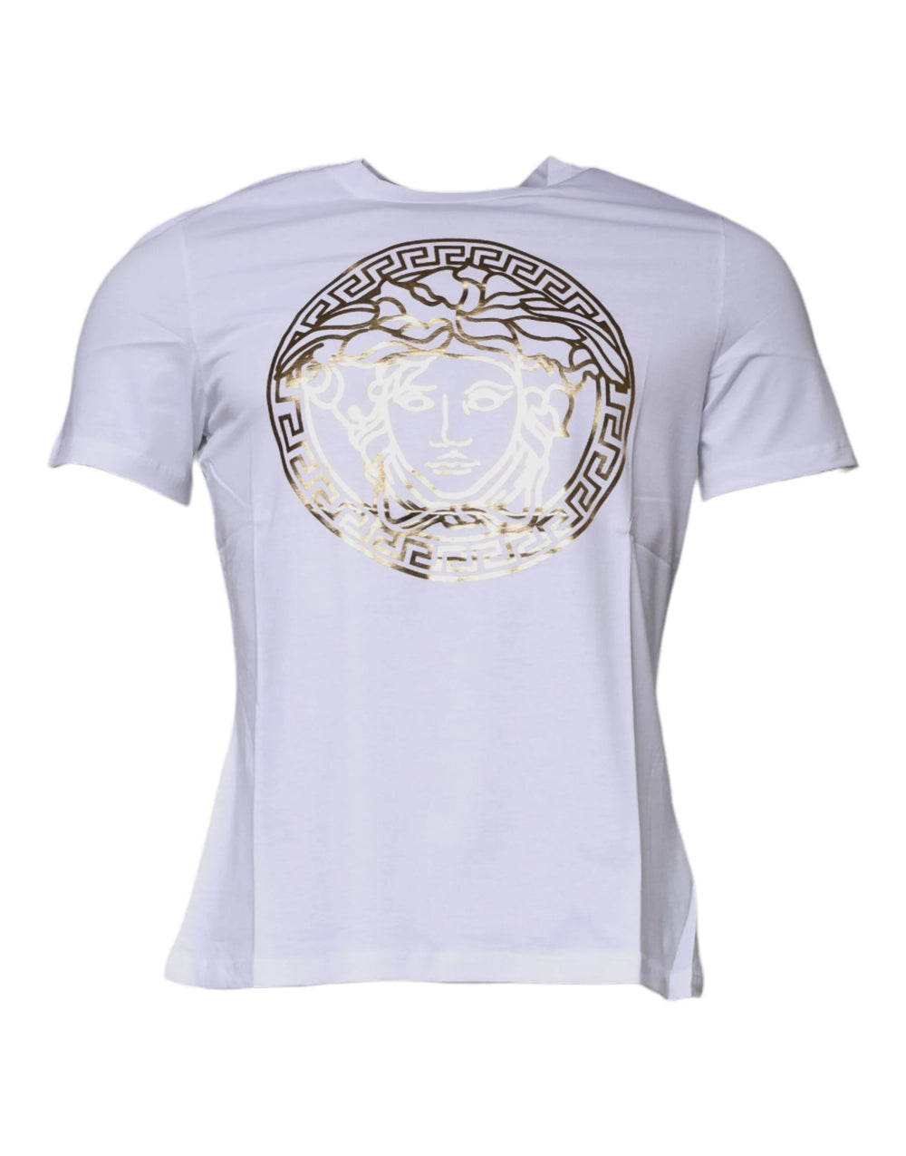 Versace White Medusa Print Cotton Crew Neck T-shirt - T-Shirts