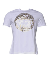 Versace White Medusa Print Cotton Crew Neck T-shirt - T-Shirts
