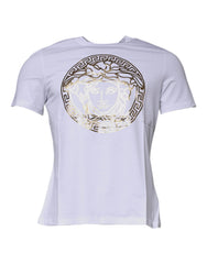 Versace White Medusa Print Cotton Crew Neck T-shirt - T-Shirts