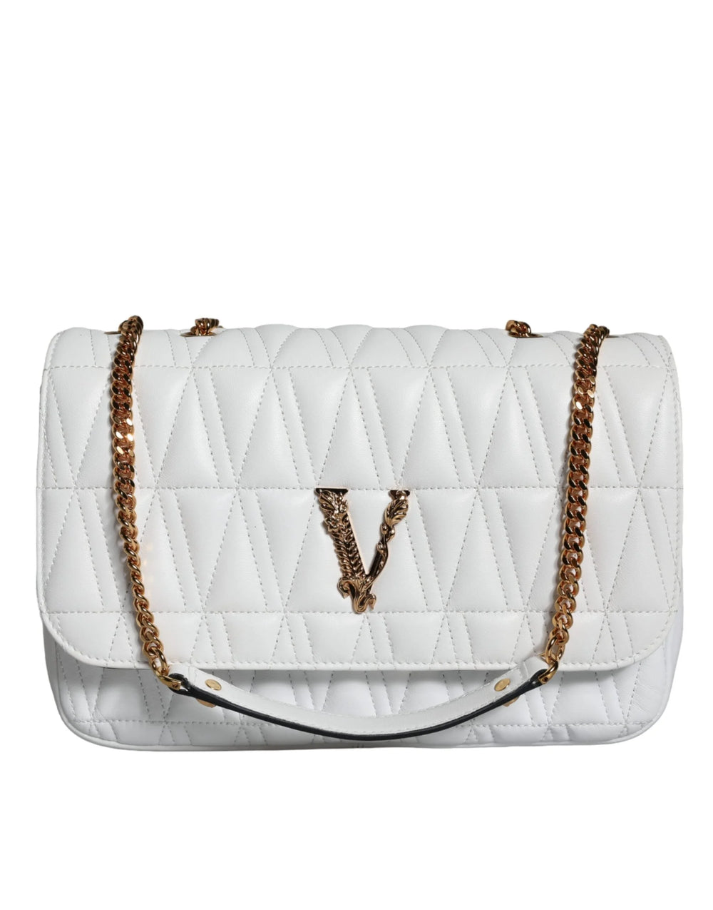 Versace White Mini Nappa Leather Crossbody Shoulder Bag - Cross Body Bags