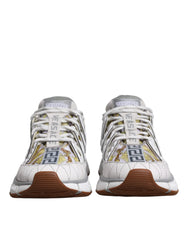 Versace White Trigreca Barocco Print Low Top Sneakers Shoes - Sneakers