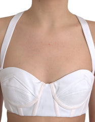 Versace White Viscose Bustier Sleeveless Cropped Top - IT42|M - Tank Tops