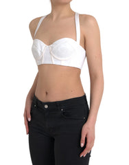 Versace White Viscose Bustier Sleeveless Cropped Top - IT42|M - Tank Tops