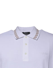 Versace White Viscose Collared Men Polo Short Sleeves T-shirt - Polos