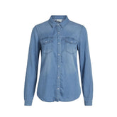 Vila Clothes Light Blue Cotton Blouse