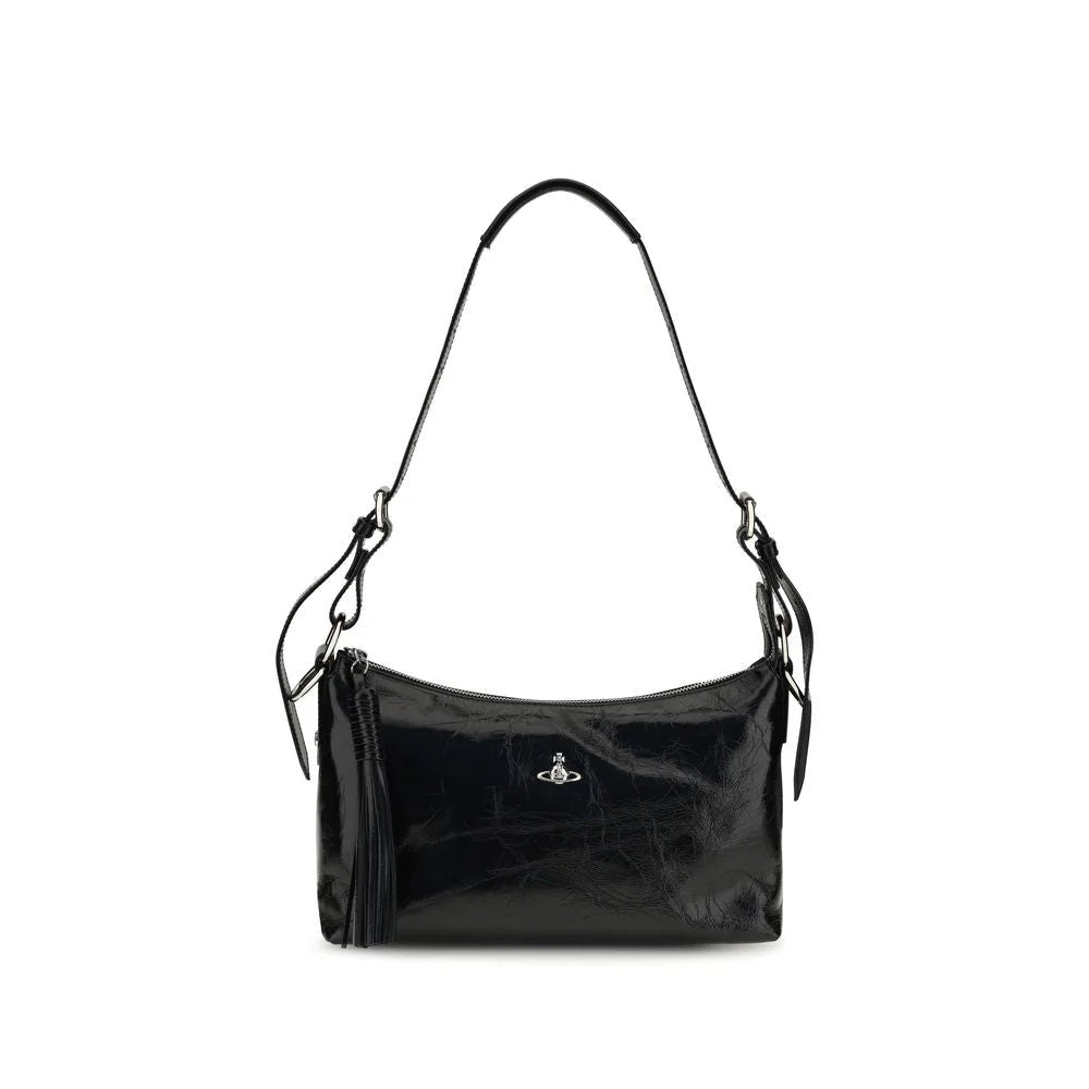 Vivienne Westwood Black Calf Leather Bos Taurus Shoulder Bag