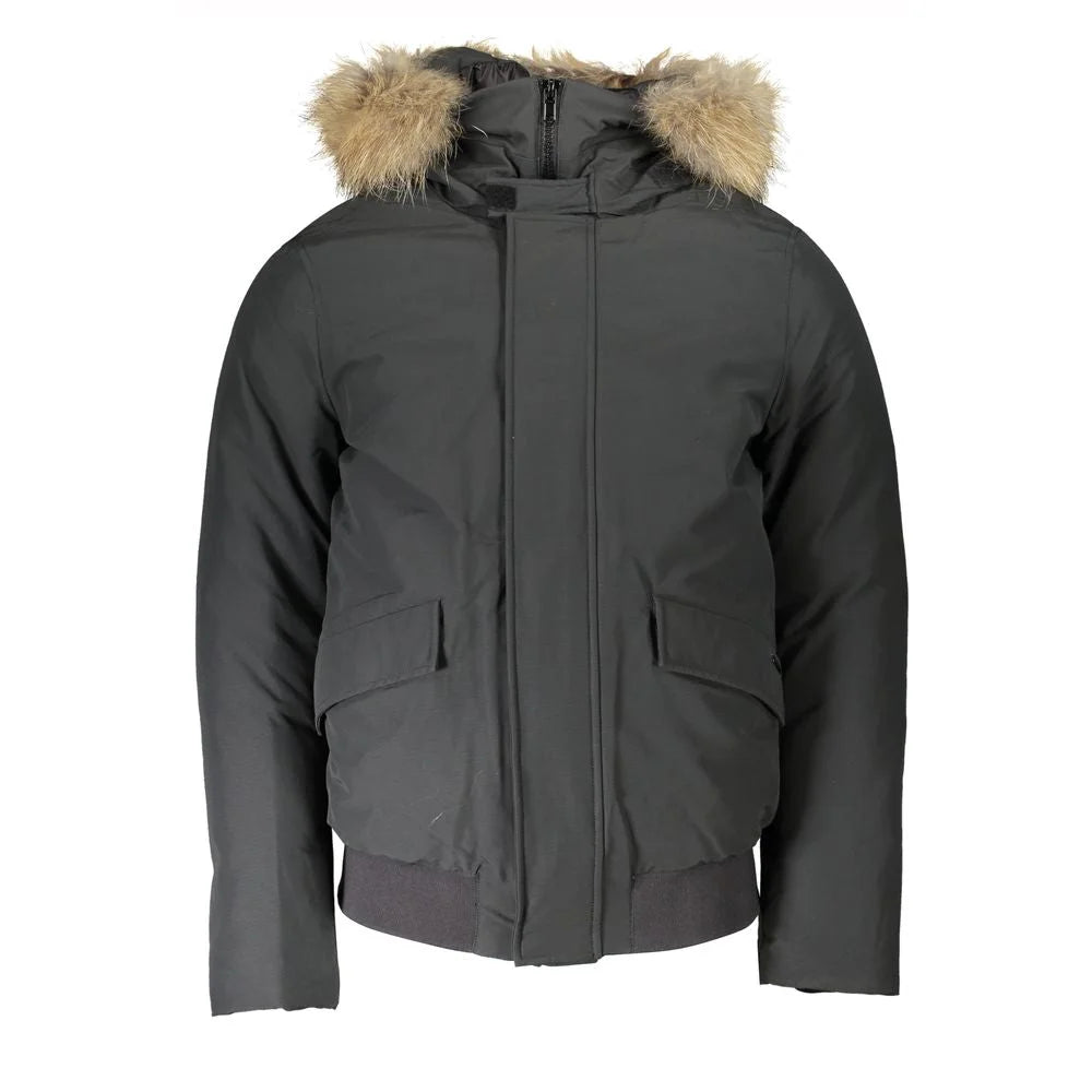 Woolrich Gray Cotton Men Jacket with Hood and Removable Fur - XXL - Bomber Jackets