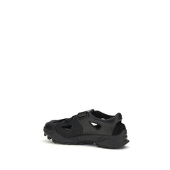 Y-3 Schwarze Kalbshaut Bos Taurus Sandalen
