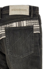 Yohji Yamamoto Black Cotton Tapered Jeans