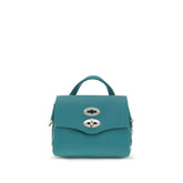 Front view of the Zanellato bicolor calf leather Bos Taurus shoulder bag featuring a structured silhouette and top handle.