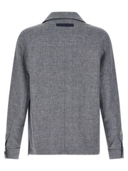 ZEGNA Blue Linen Blouse