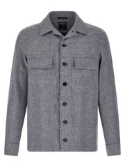 ZEGNA Blue Linen Blouse