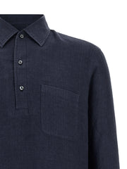 ZEGNA Blue Linen Polo Shirt - XL