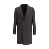 ZEGNA Brown Wool Coat - Overcoats