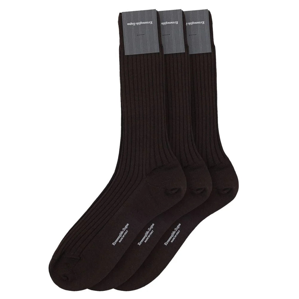 ZEGNA Brown Wool Sock - Crew Socks