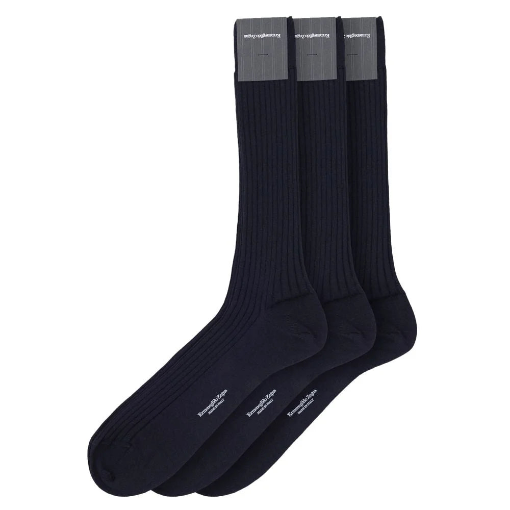 ZEGNA Navy Blue Wool Sock - Crew Socks