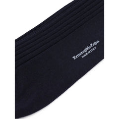 ZEGNA Navy Blue Wool Sock - Crew Socks