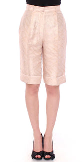 Zeyneptosun Beige Brocade Above Knee Shorts - Shorts