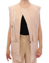 Zeyneptosun Beige brocade sleeveless jacket - IT42|M - Vests