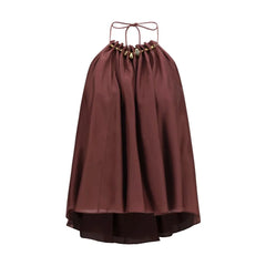 Zimmermann Bordeaux Silk Sleeveles T-Shirt