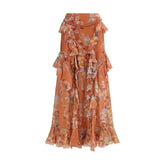 Zimmermann Orange Cotton Long Skirt - 0/XS