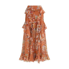 Zimmermann Orange Cotton Long Skirt