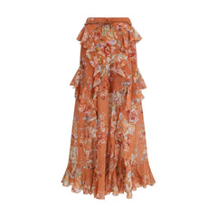 Zimmermann Orange Cotton Long Skirt