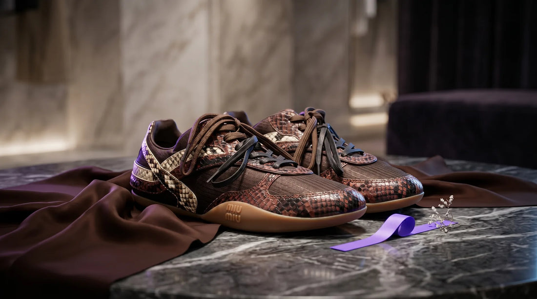 Zapatillas deportivas Miu Miu marrones de perfil bajo en tela: un estudio de la refinada artesanía italiana