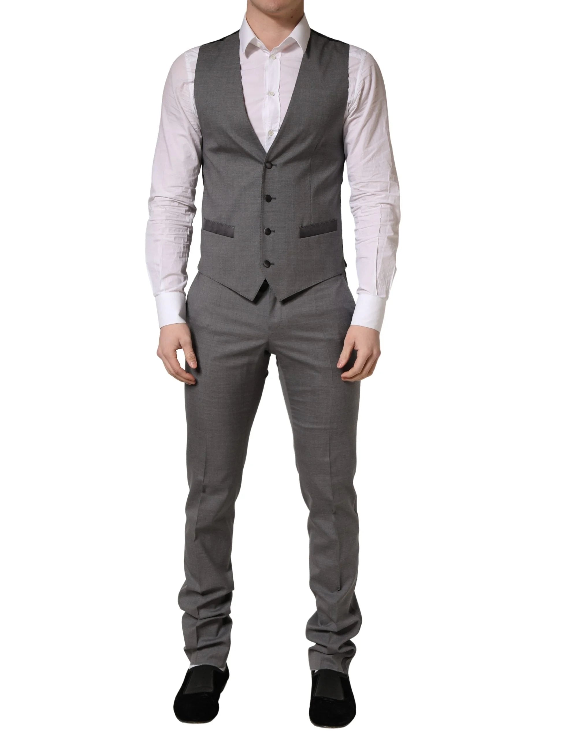 Dolce & Gabbana Gray Wool Single Breasted 1 Button 3PC Suit - IT46 | S