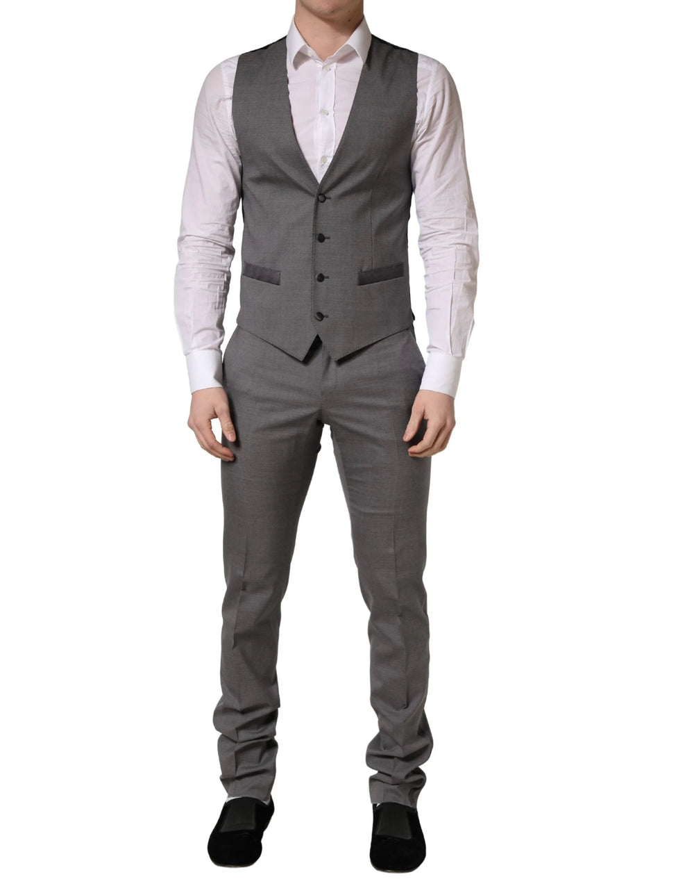 Dolce & Gabbana Gray Wool Single Breasted 1 Button 3PC Suit - IT46 | S