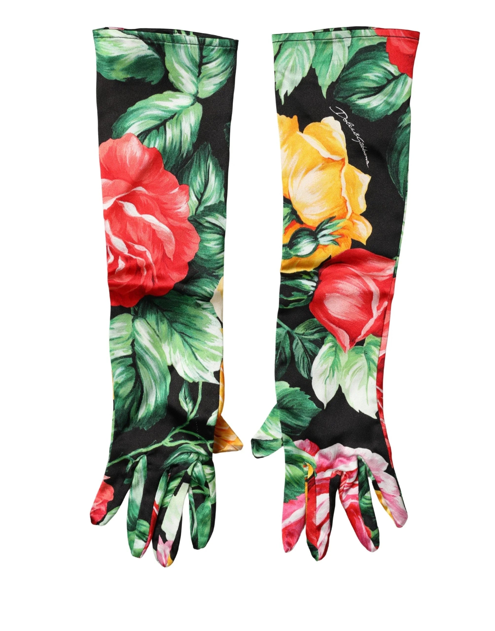Dolce & Gabbana Multicolor Floral Print Elbow Length Women Gloves - 7|S