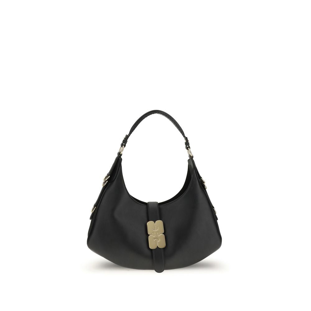 Ganni Black Calf Leather Bos Taurus Shoulder Bag