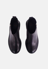 Mangará Atelier Black Goat Leather Ankle Boots Sophora – Women’S Round-Toe Block Heel Boots