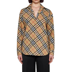 Camicia Burberry in Cotone Marrone con Motivo