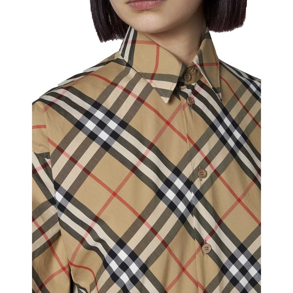 Camicia Burberry in Cotone Marrone con Motivo