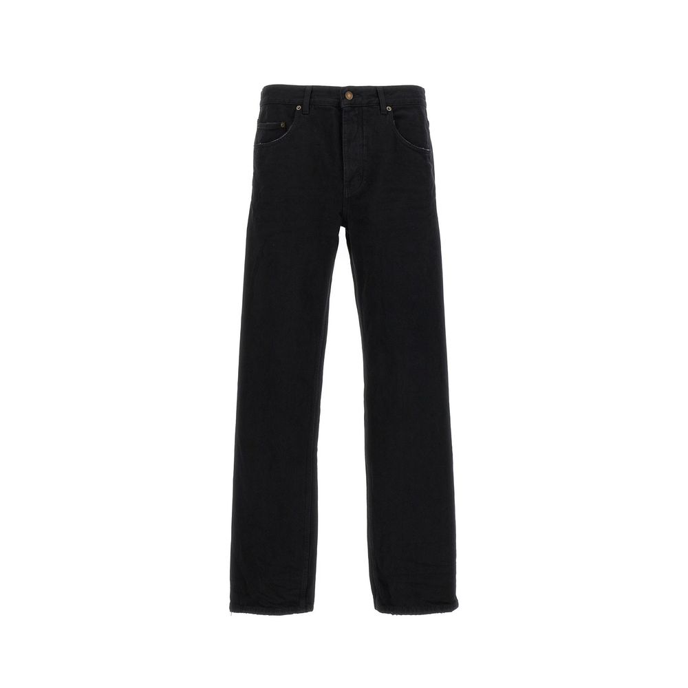 Jeans Relaxed Fit Neri in Cotone Saint Laurent
