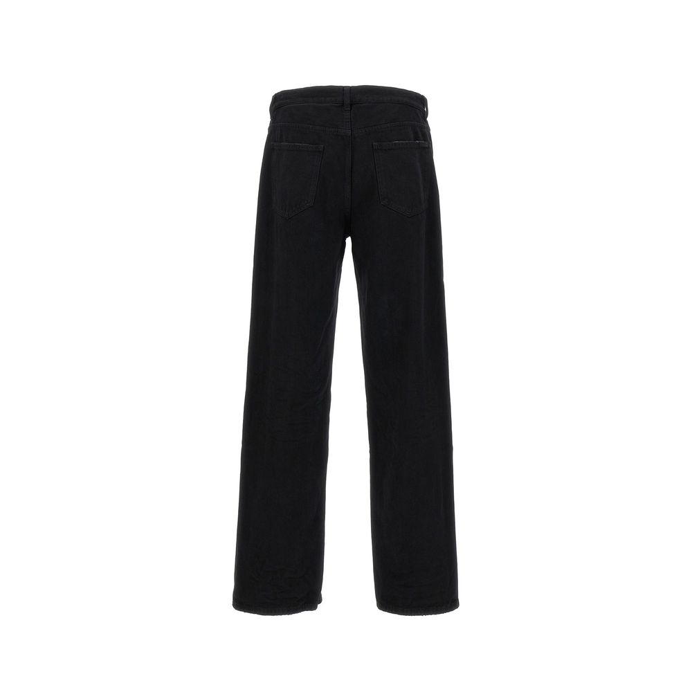 Jeans Relaxed Fit Neri in Cotone Saint Laurent