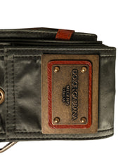 Dolce & Gabbana Men Black Wide Leather DG Metal Buckle Belt