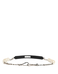 Dolce & Gabbana Black Leather Silver Chain Bag Accessory Shoulder Strap