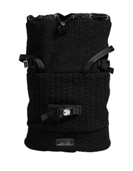 Dolce & Gabbana Black Tricot Wool Blend Duffel Backpack Travel Borse Bag