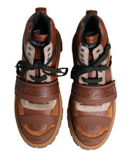 Dolce & Gabbana Braune Leder Wanderschuh-Stil Herrenstiefel Schuhe