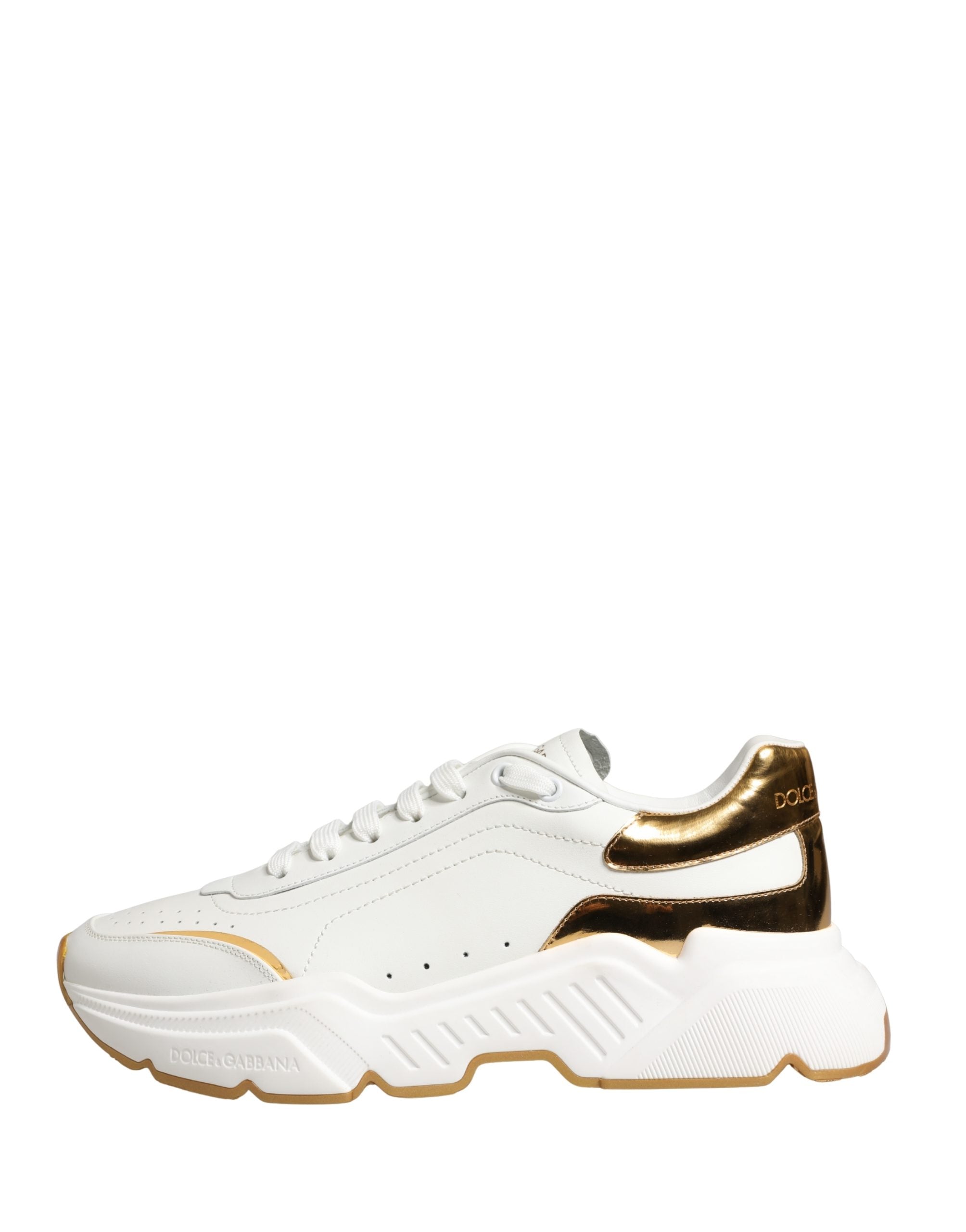 Dolce & Gabbana Białe Złote Trampki Niskie Daymaster