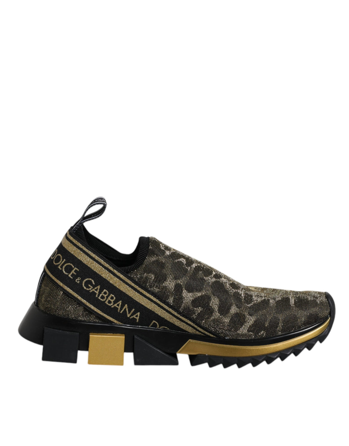 Dolce & Gabbana Adidași cu Pliculețe Aurii și Imprimeu de Leopard Sorrento