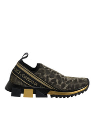 Dolce & Gabbana Adidași cu Pliculețe Aurii și Imprimeu de Leopard Sorrento
