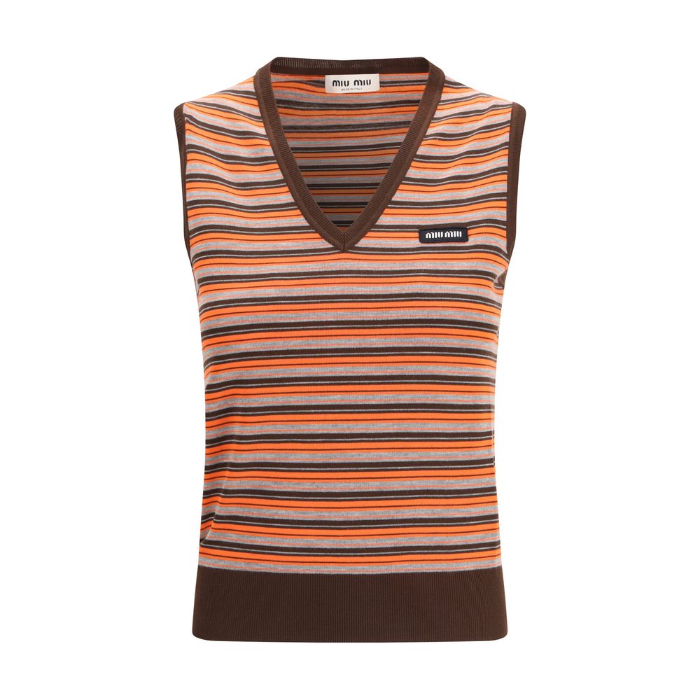 Miu Miu Multicolor Wool Sleeveles Sweater