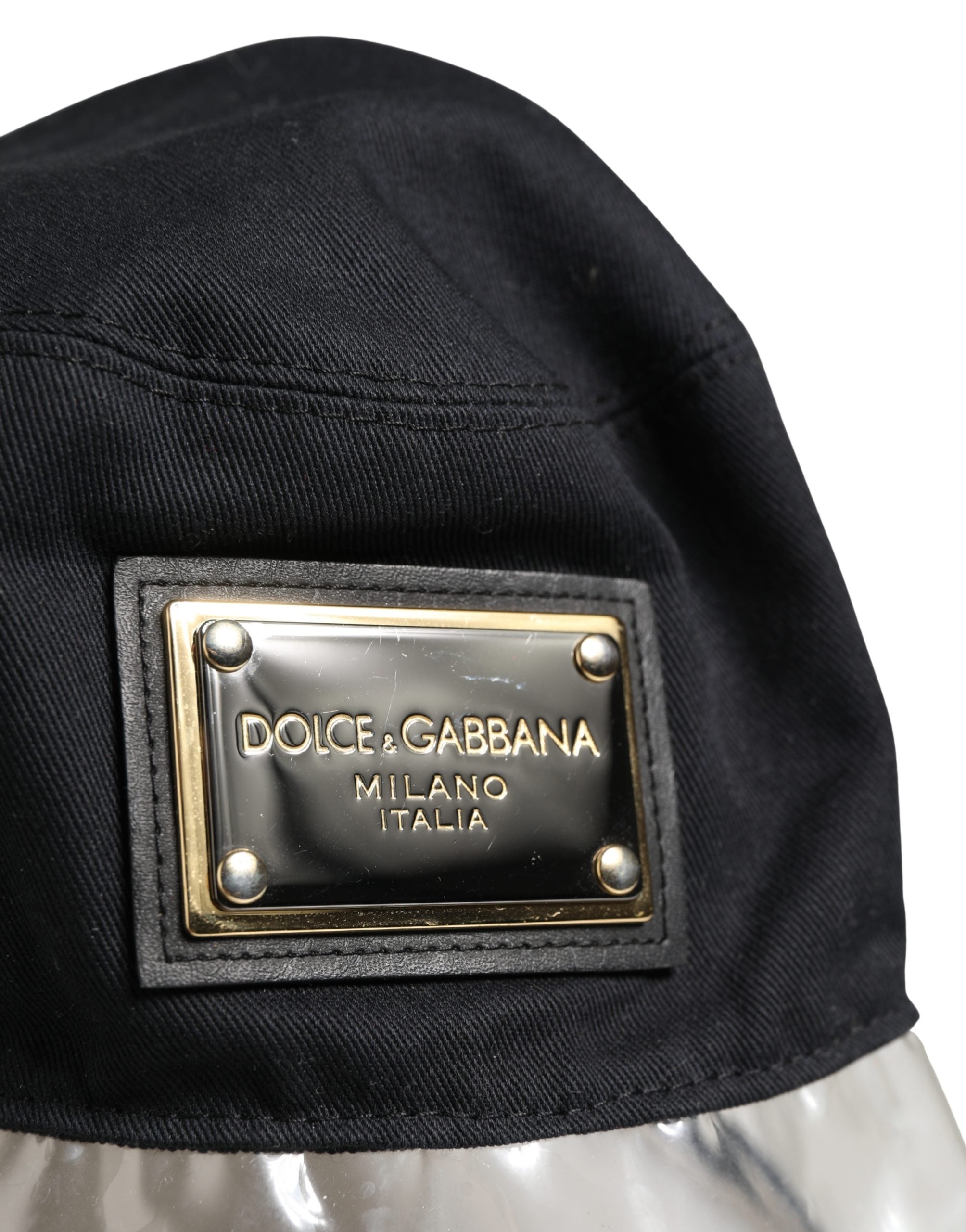 Dolce & Gabbana Casquette Seaux en Coton Noir et Plastique