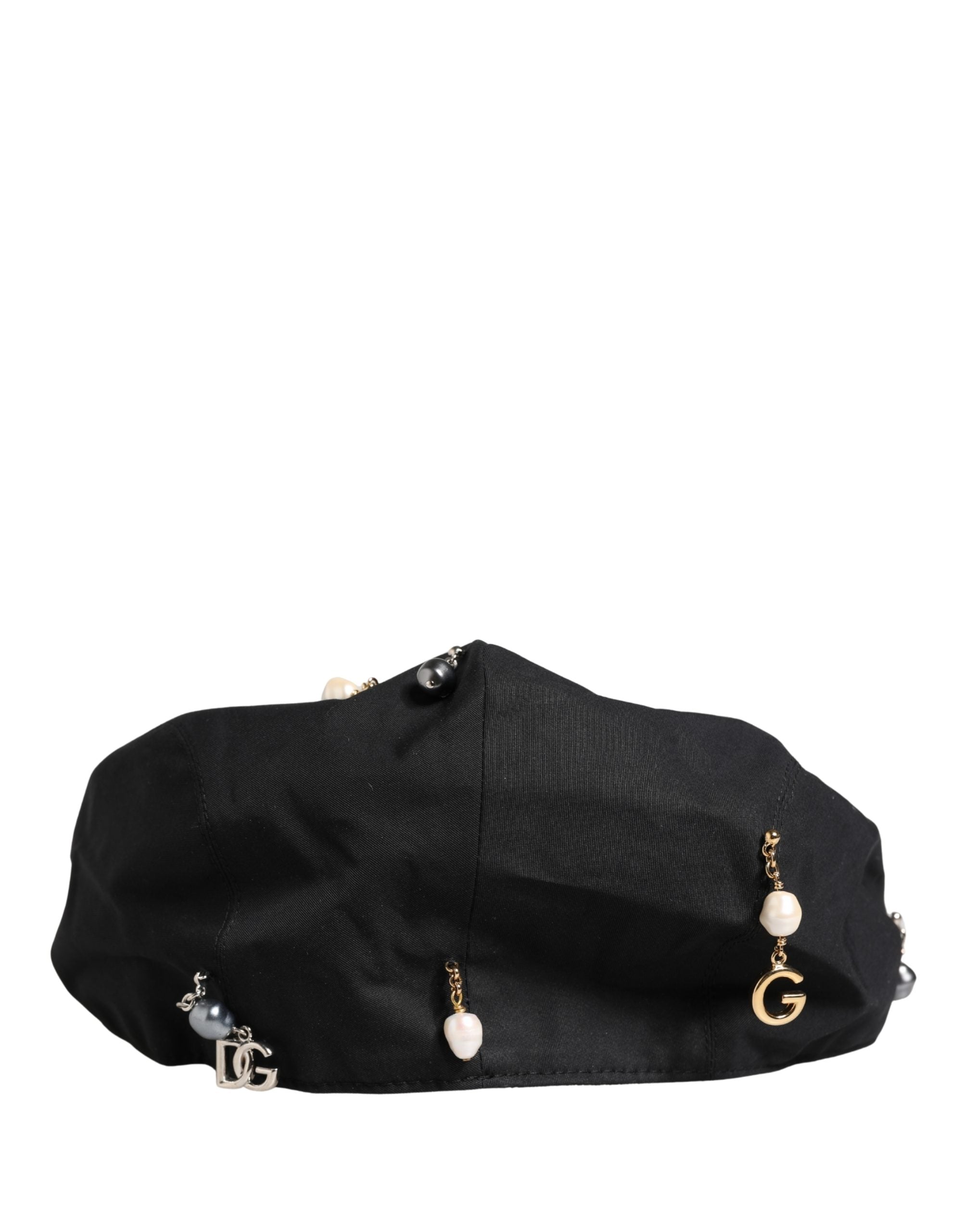 Dolce & Gabbana Casquette de marin en coton noir ornée pour homme