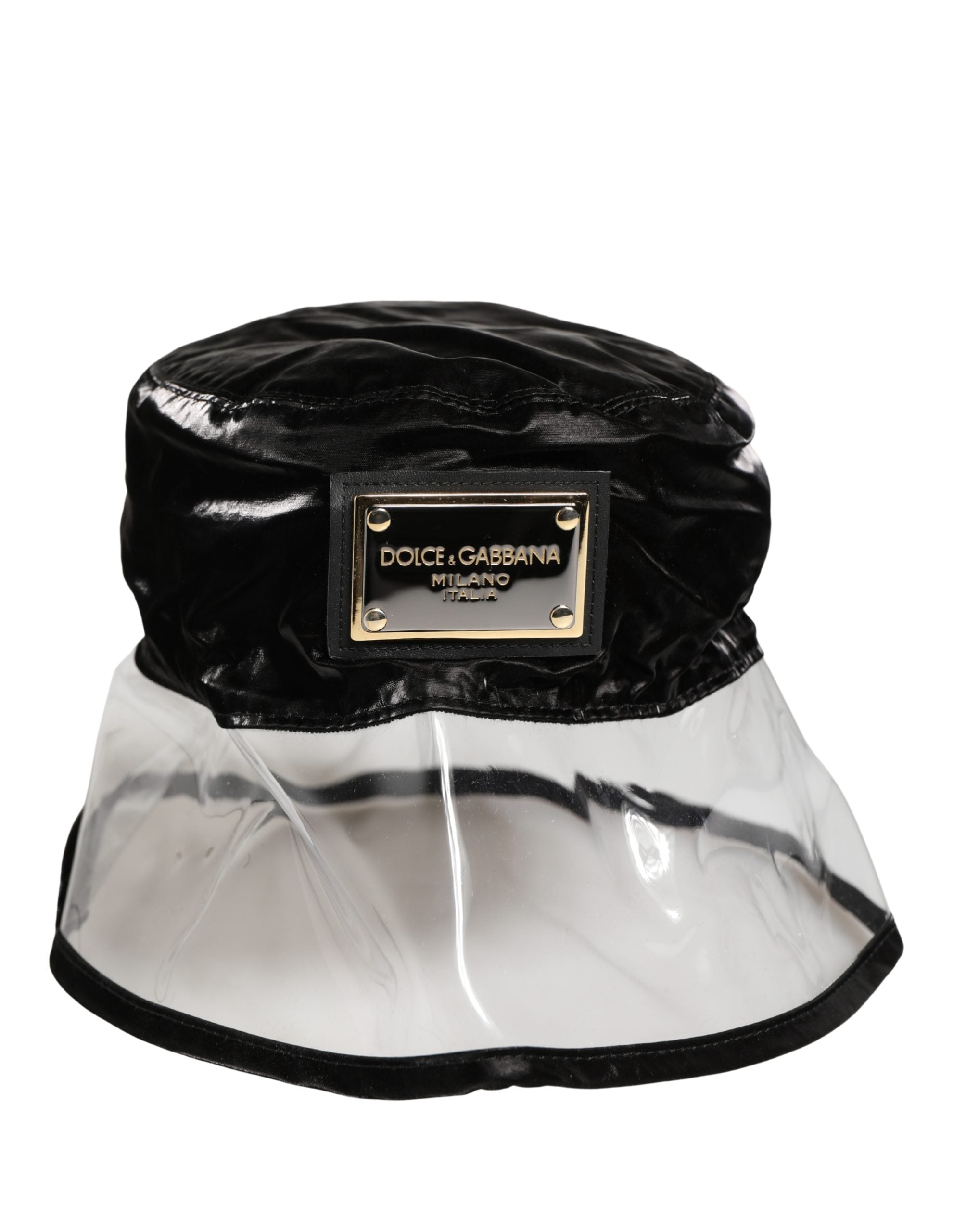 Dolce & Gabbana Casquette Chapeau Pêcheur en Nylon Noir Plastifié